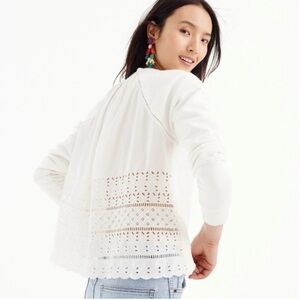 Jcrew Eyelet Back Sweatshirt in White Size Medium